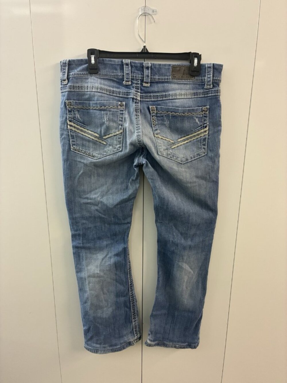 BKE Denim Culture Bootcut Jeans Mens 32R Medium Wash Contrast Stitch 34X26